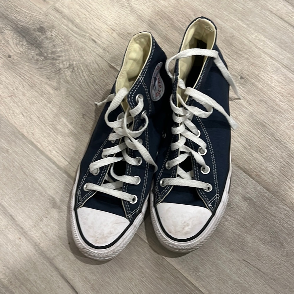 Dark blue high top converse